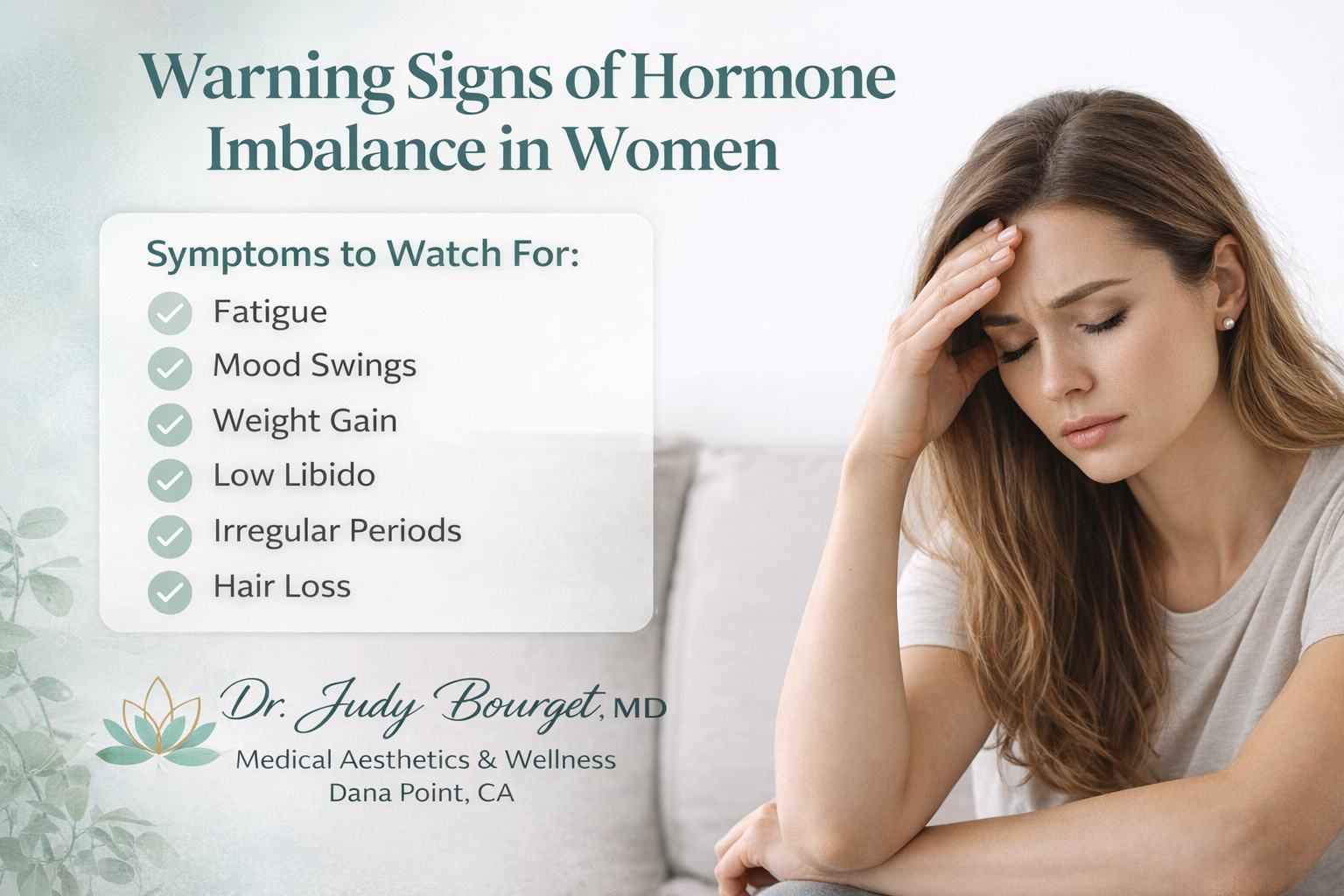 Signs of hormone imbalance in women including fatigue, mood changes, and emotional stress