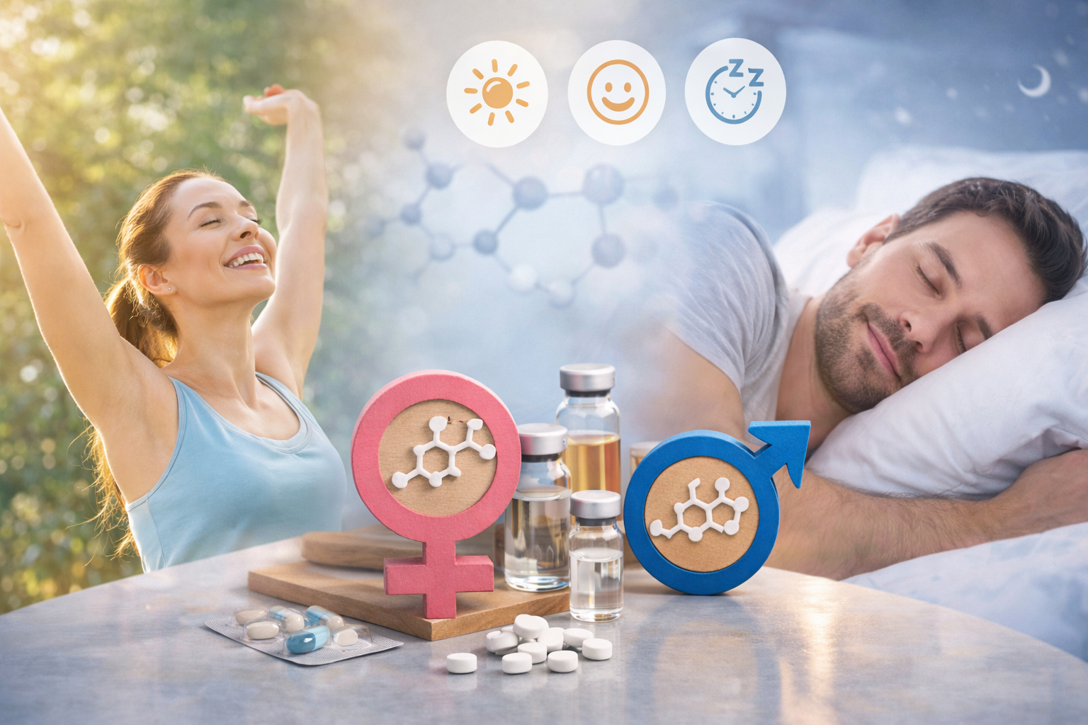 Hormone therapy benefits shown through improved energy, positive mood, and restful sleep