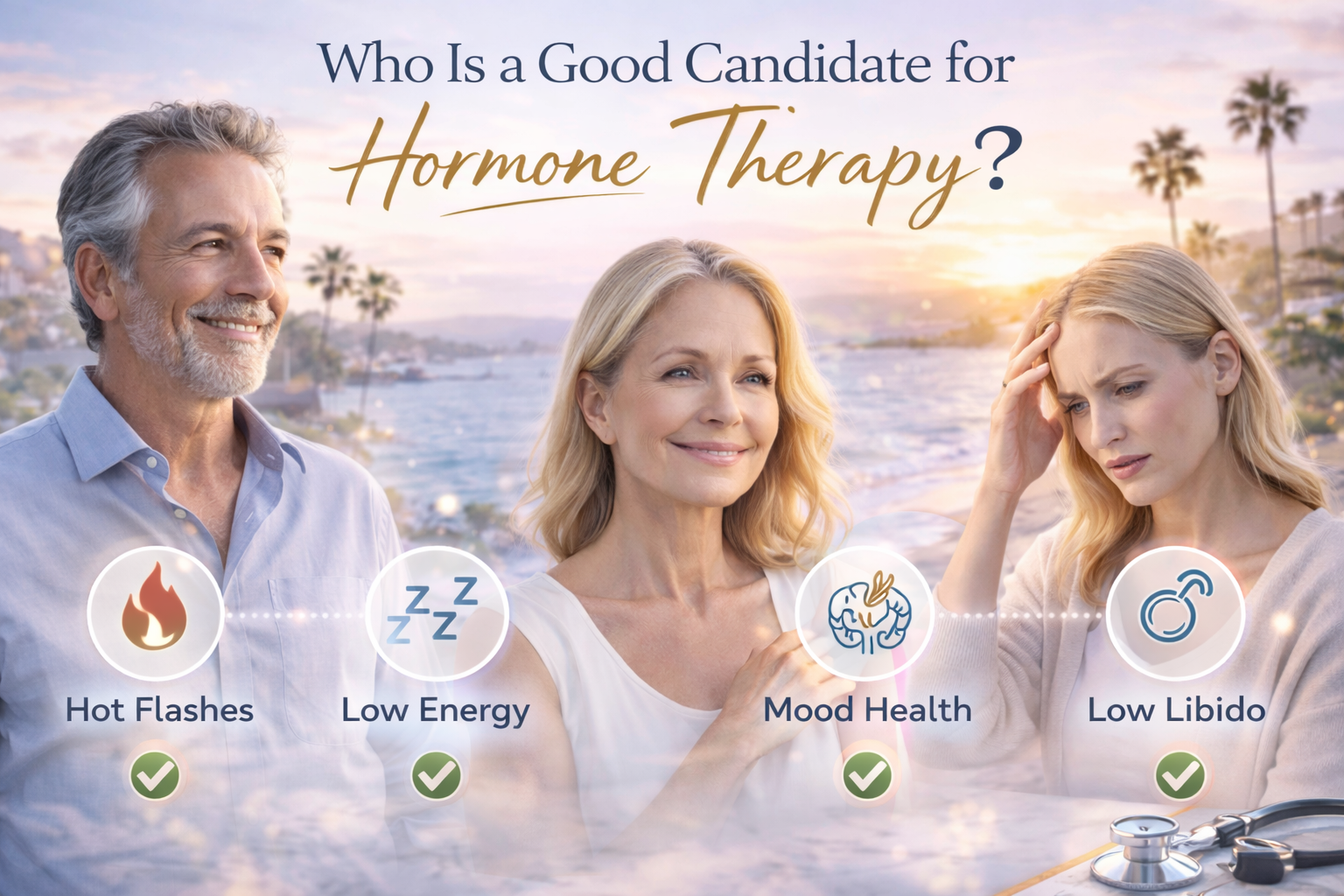 Men and women experiencing hormone imbalance symptoms representing good candidates for hormone therapy